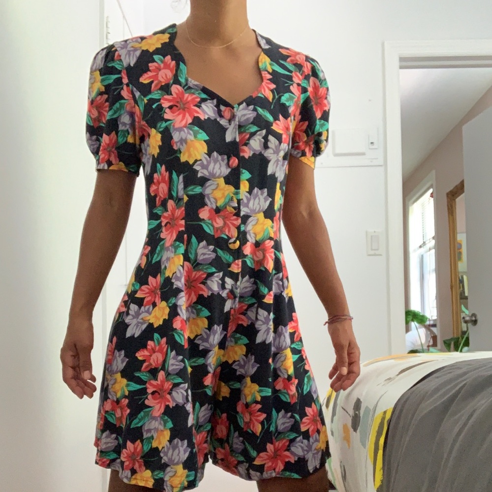 Vintage Floral romper - beyond retro - small